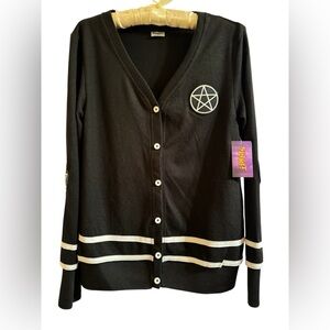NWT Spirit Pentagram Cardigan Black and White Size Small
